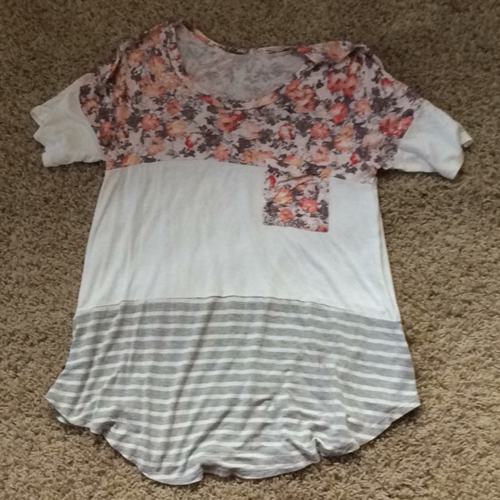 Floral and striped T-shirt